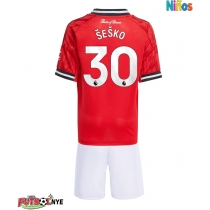 Camiseta Manchester United Benjamin Sesko #30 Primera Equipación para niños 2025-26 manga corta (+ pantalones cortos)